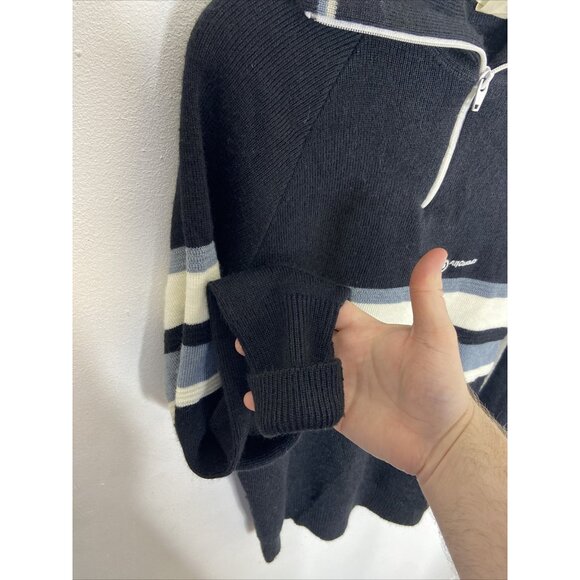 Vintage All Canada Curling Men M Wool Blend Knit Sweater Pullover Black Hipster - Picture 5 of 6